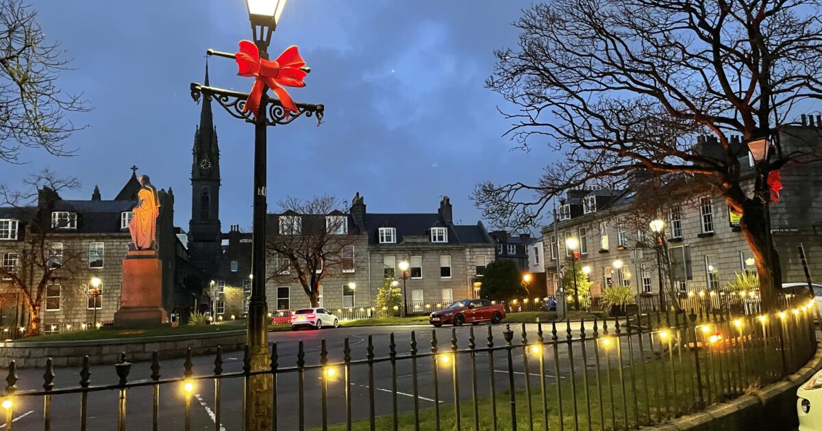 OpenGraph Image for Golden Square given sparkling lights makeover for Christmas