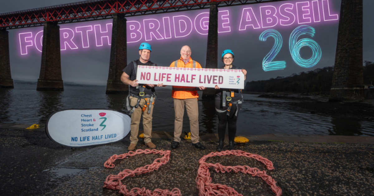 OpenGraph Image for Forth Bridge abseil heroes raise more than £100,000 for Chest Heart & Stroke Scotland with the event returning in 2026