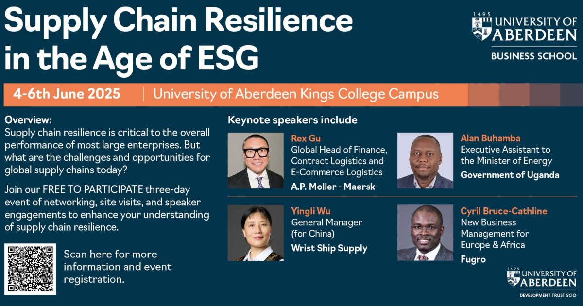 OpenGraph Image for University of Aberdeen to host Supply Chain Resilience in the Age of ESG conference