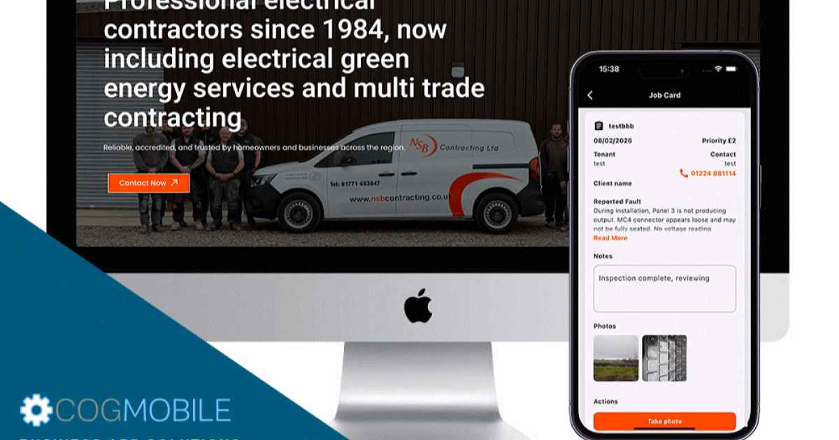 OpenGraph Image for Cog Mobile delivers bespoke digital solution for North-east solar and electrical firm