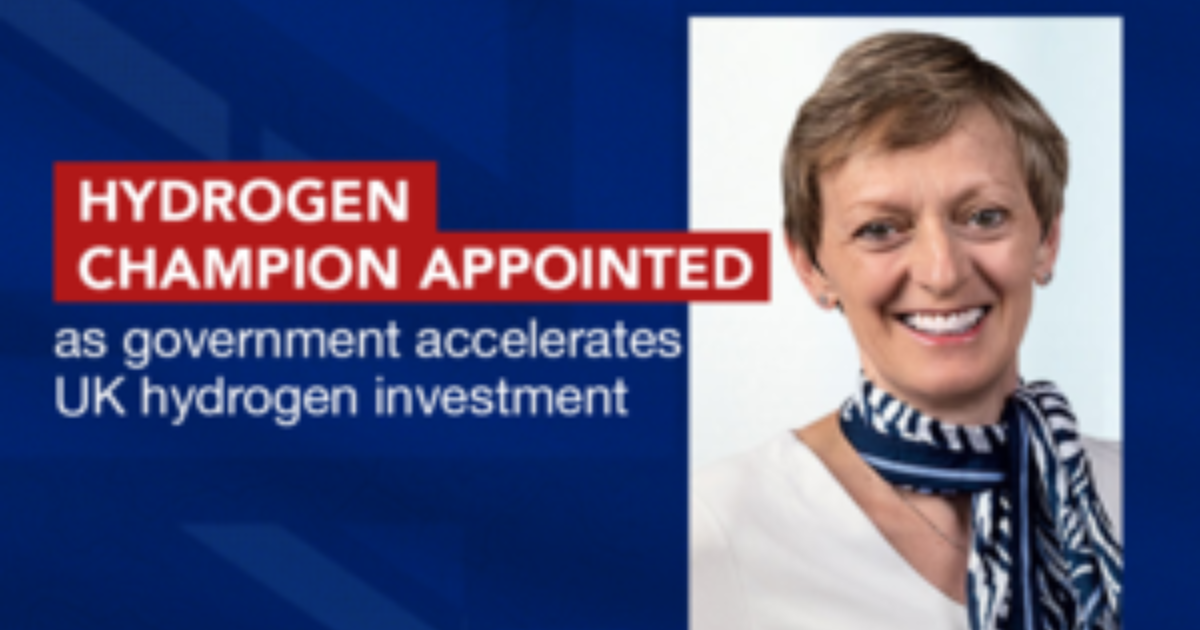 OpenGraph Image for Funding and new 'champion' for UK hydrogen sector