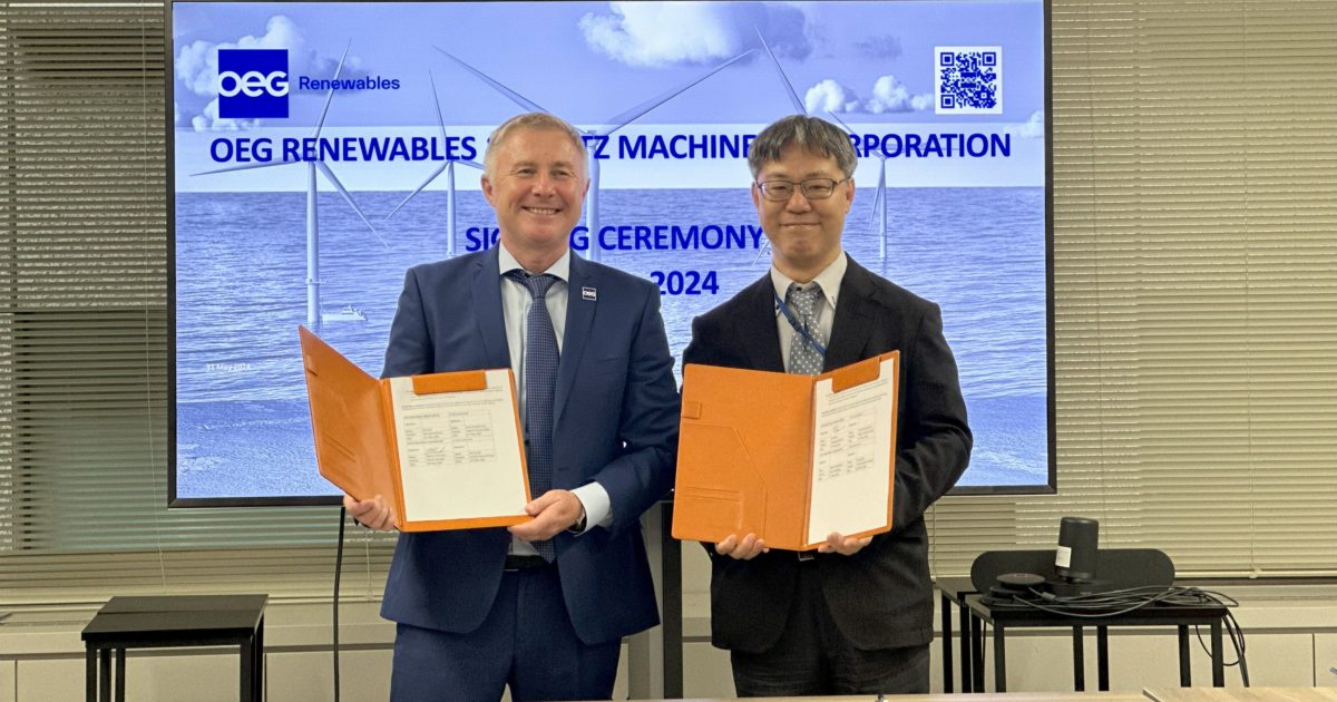 OpenGraph Image for OEG Renewables and Sojitz Machinery Corporation sign an MoU to offer renewable service solutions to the growing offshore wind market in Japan