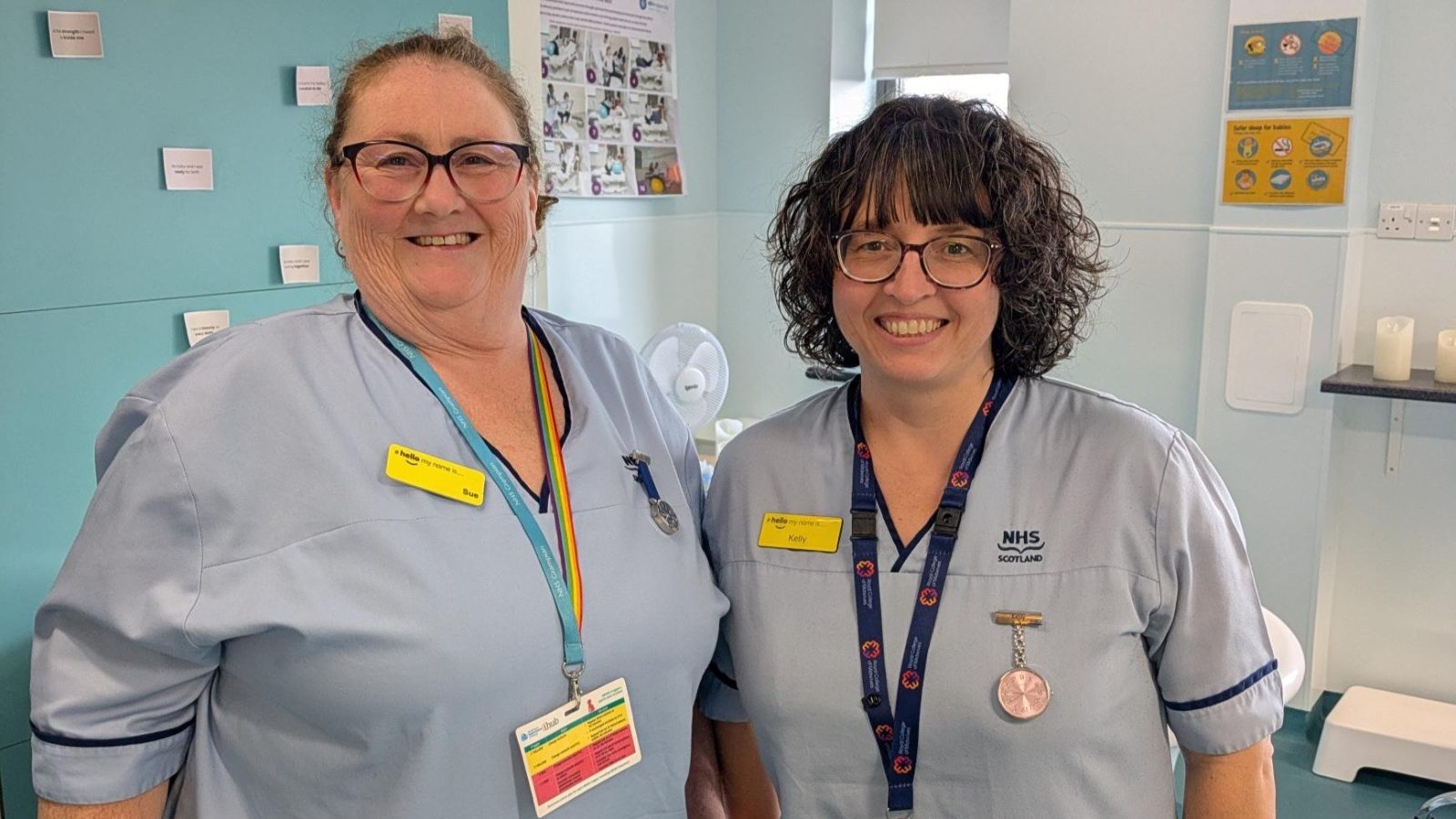 Sue, left, and Kelly in the maternity ward at Dr Gray’s Hospital in Elgin.