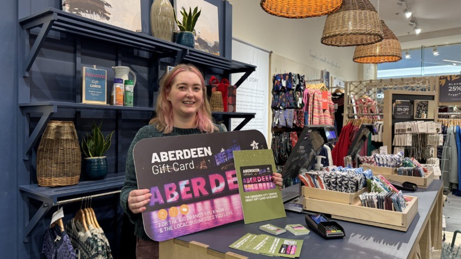 Amanda Stewart-Hynes, assistant manager at Sea Salt Cornwall in Union Square is looking forward to the Aberdeen City Centre Great Gift Card Giveaway. Image: Aberdeen Inspired