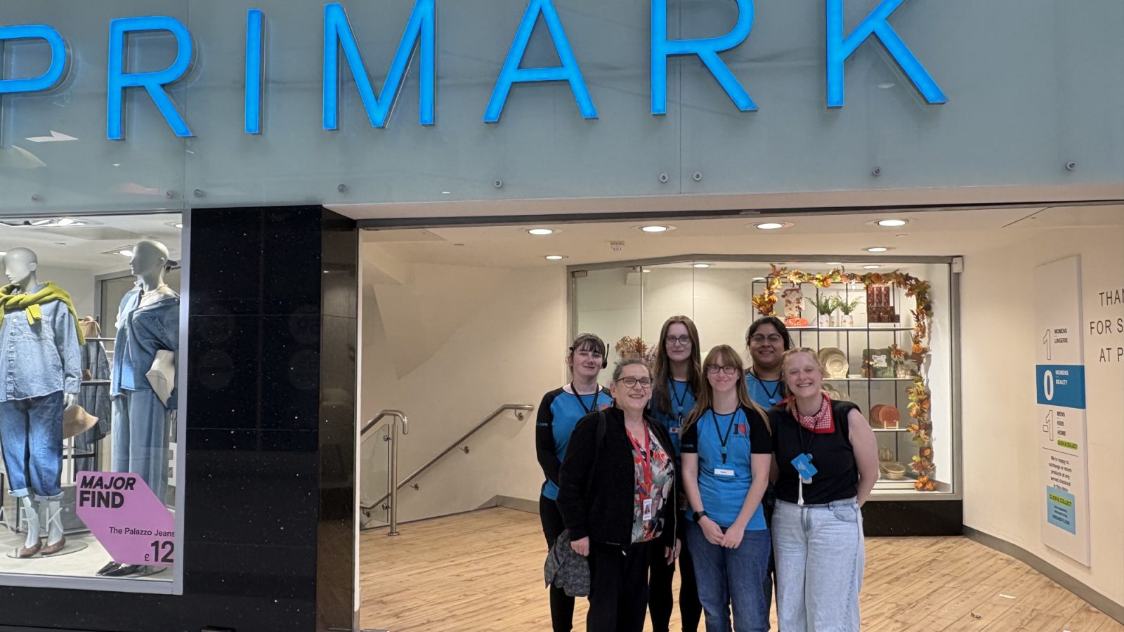 Primark Aberdeen Union Street team outside the store, with Sheila Ogden, NESS added value services manager