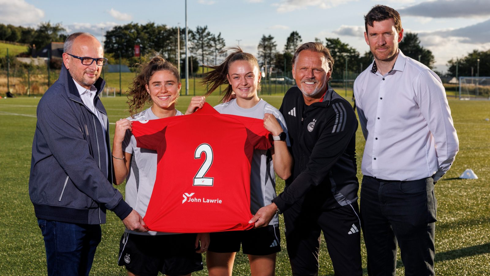 Dave Weston (Chief Executive at John Lawrie Metals(, Eva Thomson (AFC Women), Kerry Beattie (AFC Women), Scott Booth (AFC Women) and Robbie Hedderman (AFC Commercial Director)