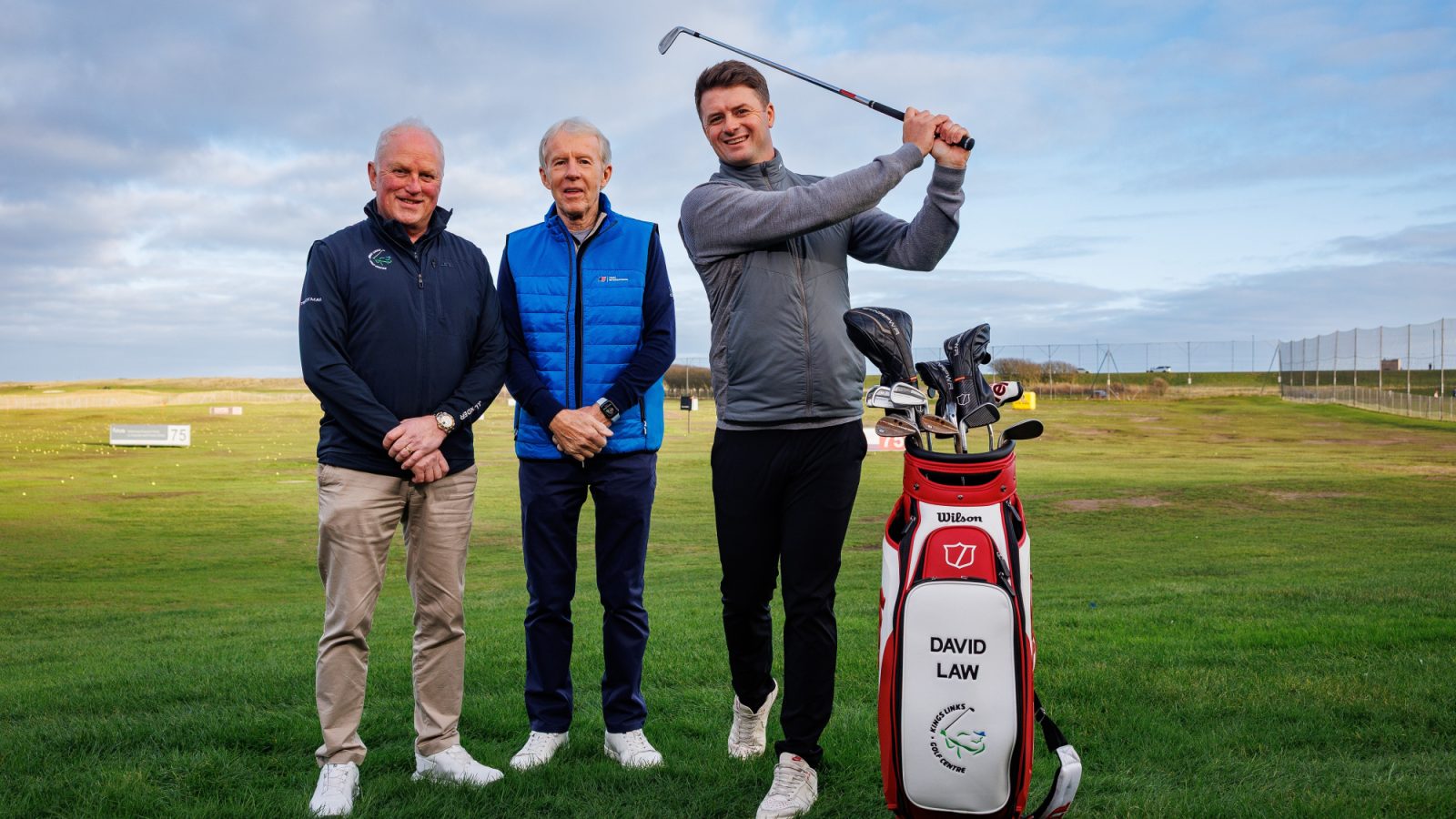 Paul Girvan, Douglas Craig and David Law announce partnership at Kings Links Golf Centre.