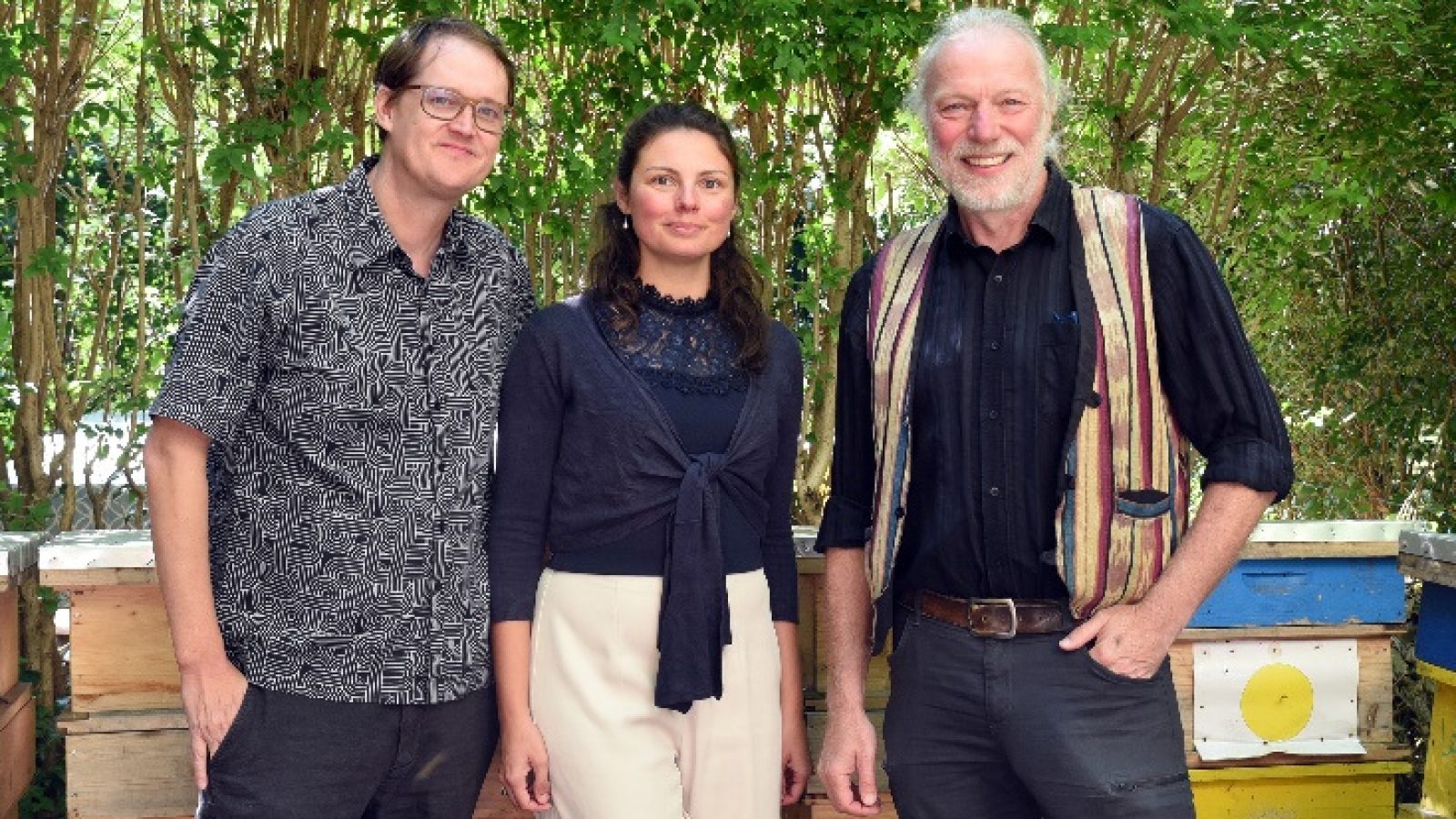 the study’s authors (L to R) Dr Robert Brodschneider, Dr Viktoria Mueller and Professor Joerg Feldmann. Credit: Gudrun Pichler