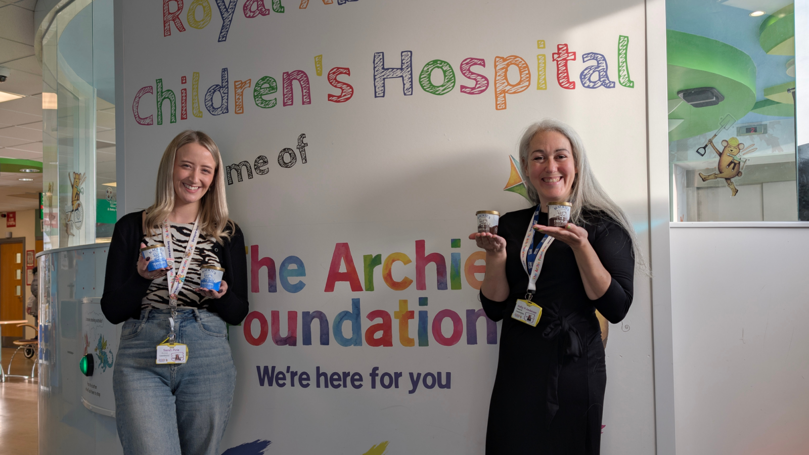 Sarah Pirie (Project Coordinator), left, and Kelly M. Anderson (Head of Fundraising) at The Archie Foundation.