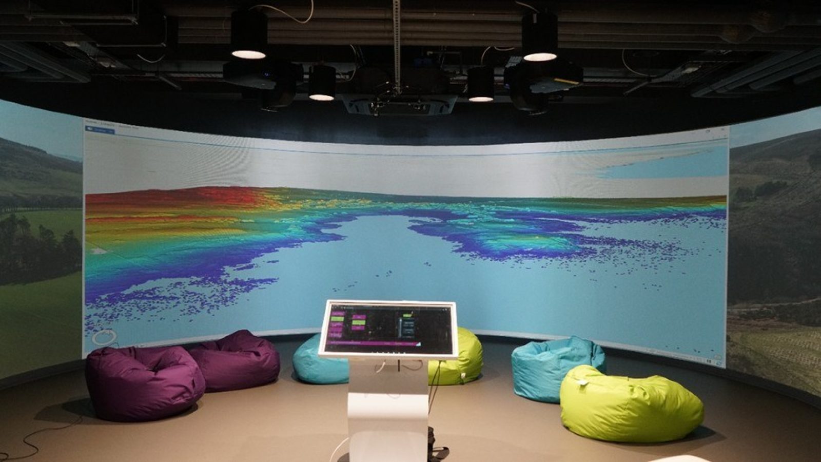 LiDAR data being displayed at the Immersive Suite. Image: James Hutton Institute.