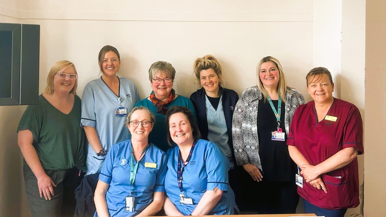 NHS Grampian staff members (from left to right): Iona Woolham, Interim Infant Feeding Co-Ordinator; Ashleigh Greig, Infant Feeding Support Worker; Ann Low, Infant Feeding Advisor; Leah Will, Infant Feeding Support Worker; Yasmin Roberts, Infant Feeding Co-Ordinator and Infant Feeding Lead for Maternity; Lorraine Johnston, Midwifery Manager for Community and Infant Feeding Teams.  In the front row: Karen Morrison, Infant Feeding Advisor and GIllian Swinscoe, Infant Feeding Project Midwife.