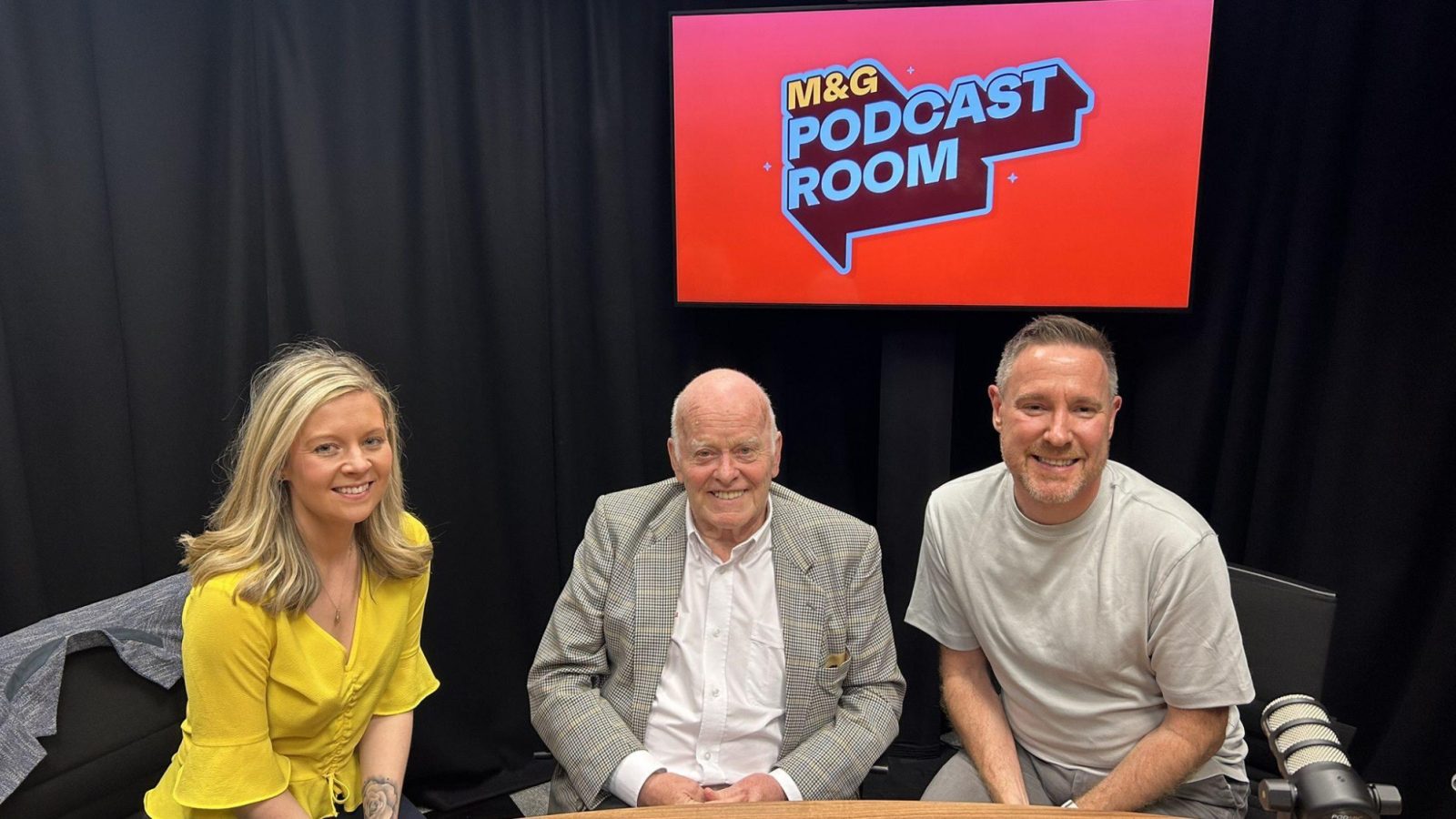 "Aberdeen Tall Ships: Dockside Diaries" Podcast Hosts with contributor Sir Jim Milne of Balmoral Group
