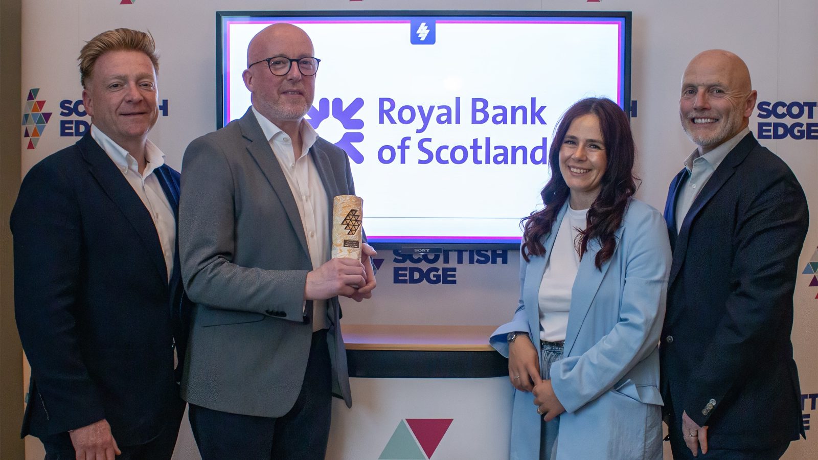 LtoR: Darren Pirie (Royal Bank of Scotland), Chris Hyde (Aqura Systems), Heidi Simpson (Royal Bank of Scotland), Dave Furnival (NatWest). Photo credit: Scottish EDGE