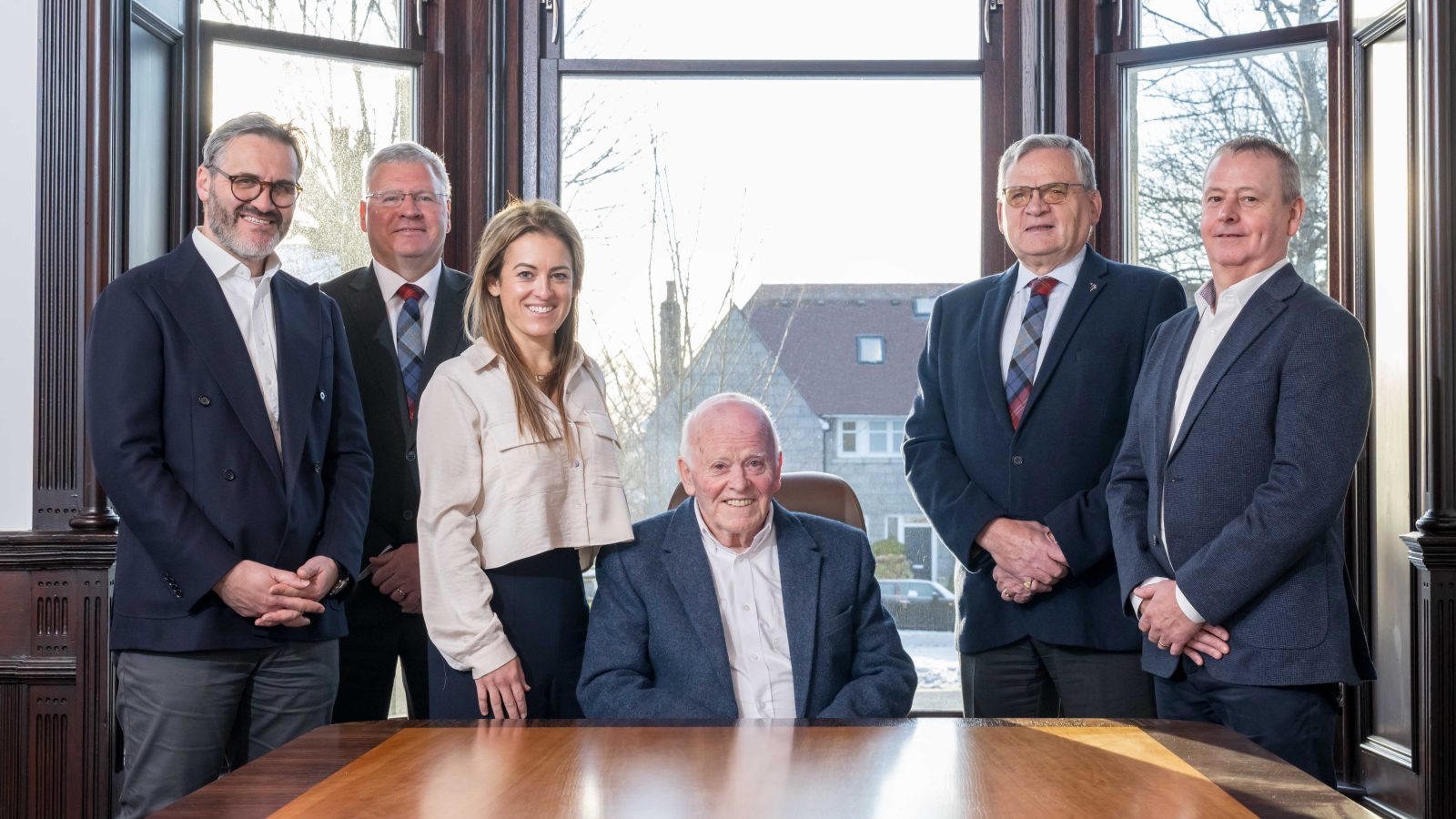 Balmoral Group Directors (L to R) Kevin Binnie, Gary Gerrard, Sarah-Jane Hogg, Sir Jim Milne, Bill Main and Paul Mitchell