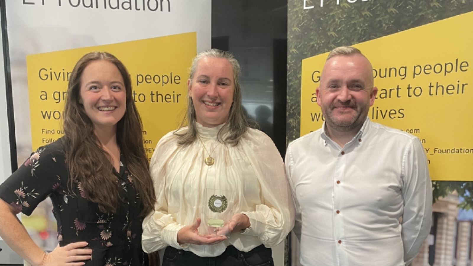 From left, Elizabeth Hazley, Programme Lead, EY Foundation, Jade Gordon, Employer School Coordinator, DYW North East and James Dundas, Regional Programmes Manager – Scotland, EY Foundation.