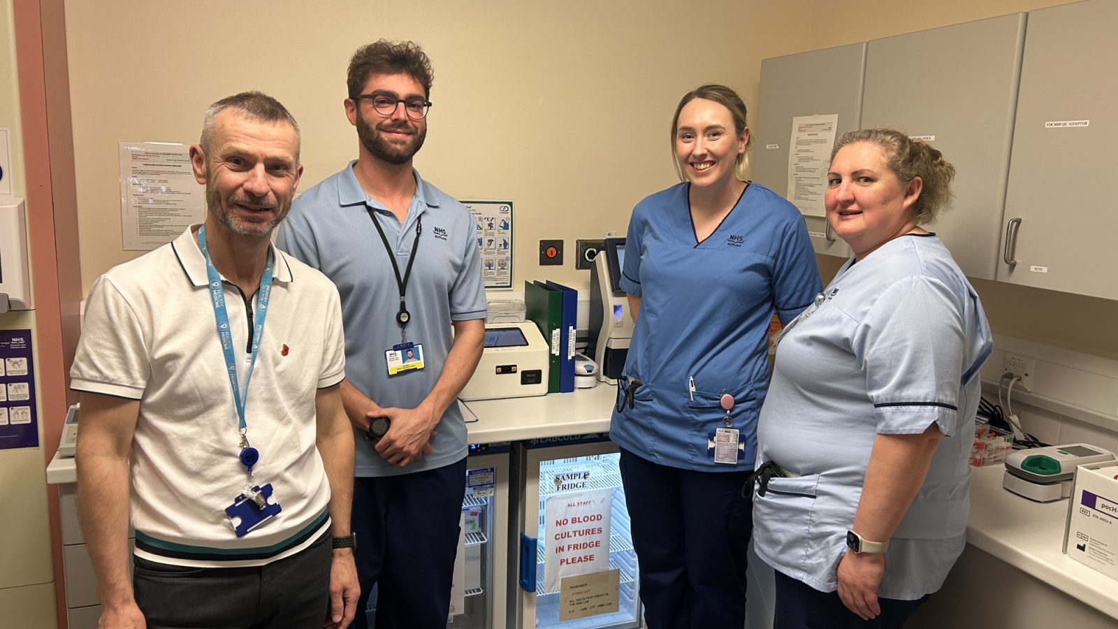 The NHS Western Isles team: Dr Dave Rigby, clinical director for quality, improvement and realistic medicine and clinical lead for the front door services; Ben Millar, laboratory associate practitioner; Mairi Macdonald, community staff nurse; Rona Hilton, healthcare assistant.