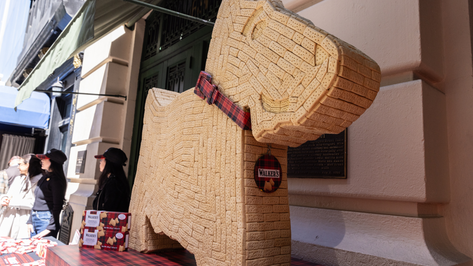 Scottie Dog shortbread sculpture, made from more than 1,400 individual pieces, unveiled by Walker’s Shortbread at the Algonquin Hotel in New York City