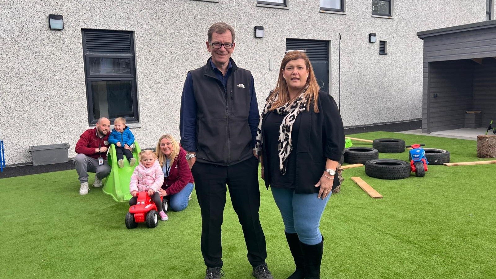 Simon Cowie, Managing Director at Infinity Partnership and Angie Johnston, Manager at Aberdeen Lads Club
