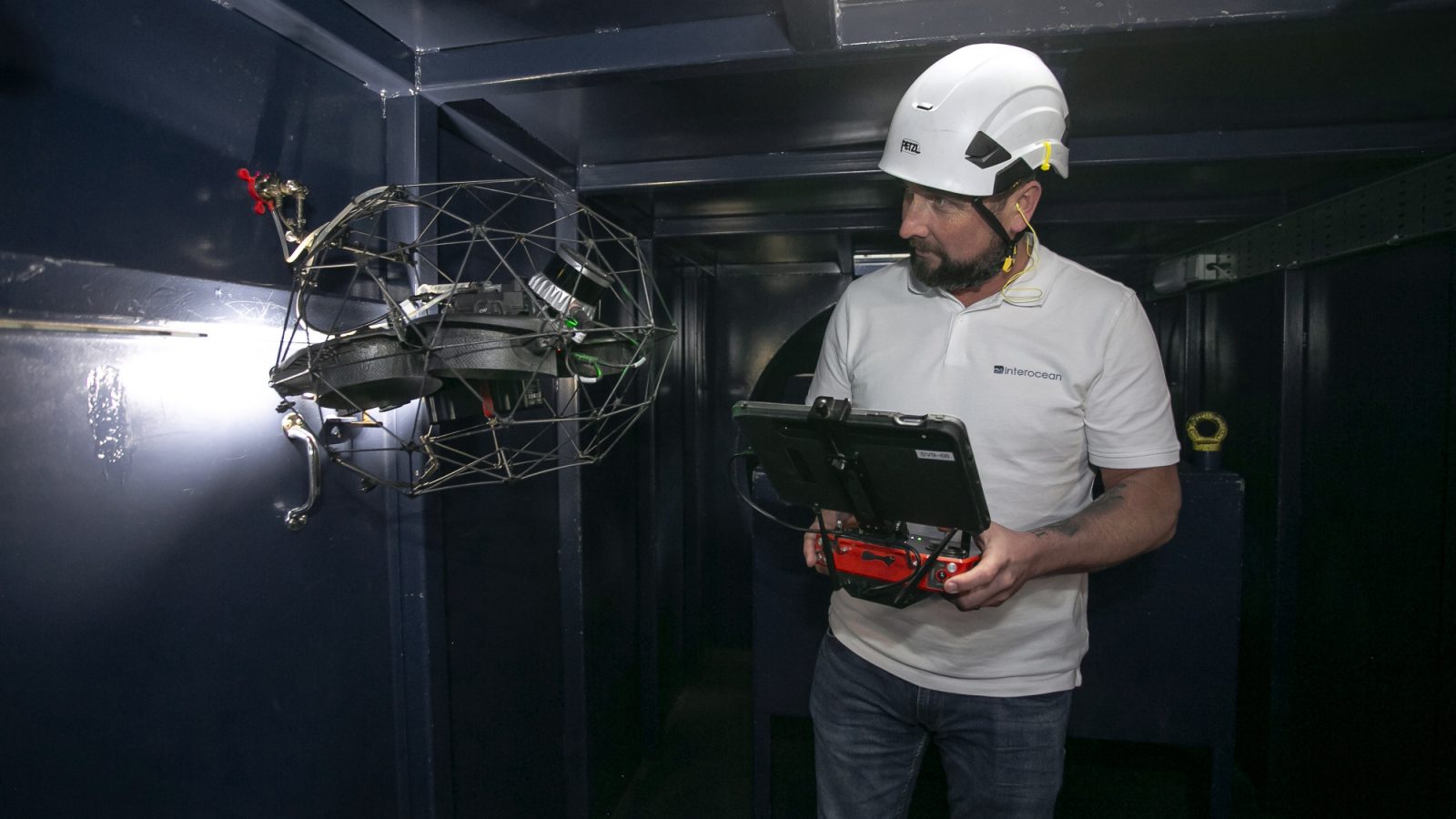 Interocean NDT Inspector - UAV Pilot Alex Wilson demonstrating the Elios 3 UT drone