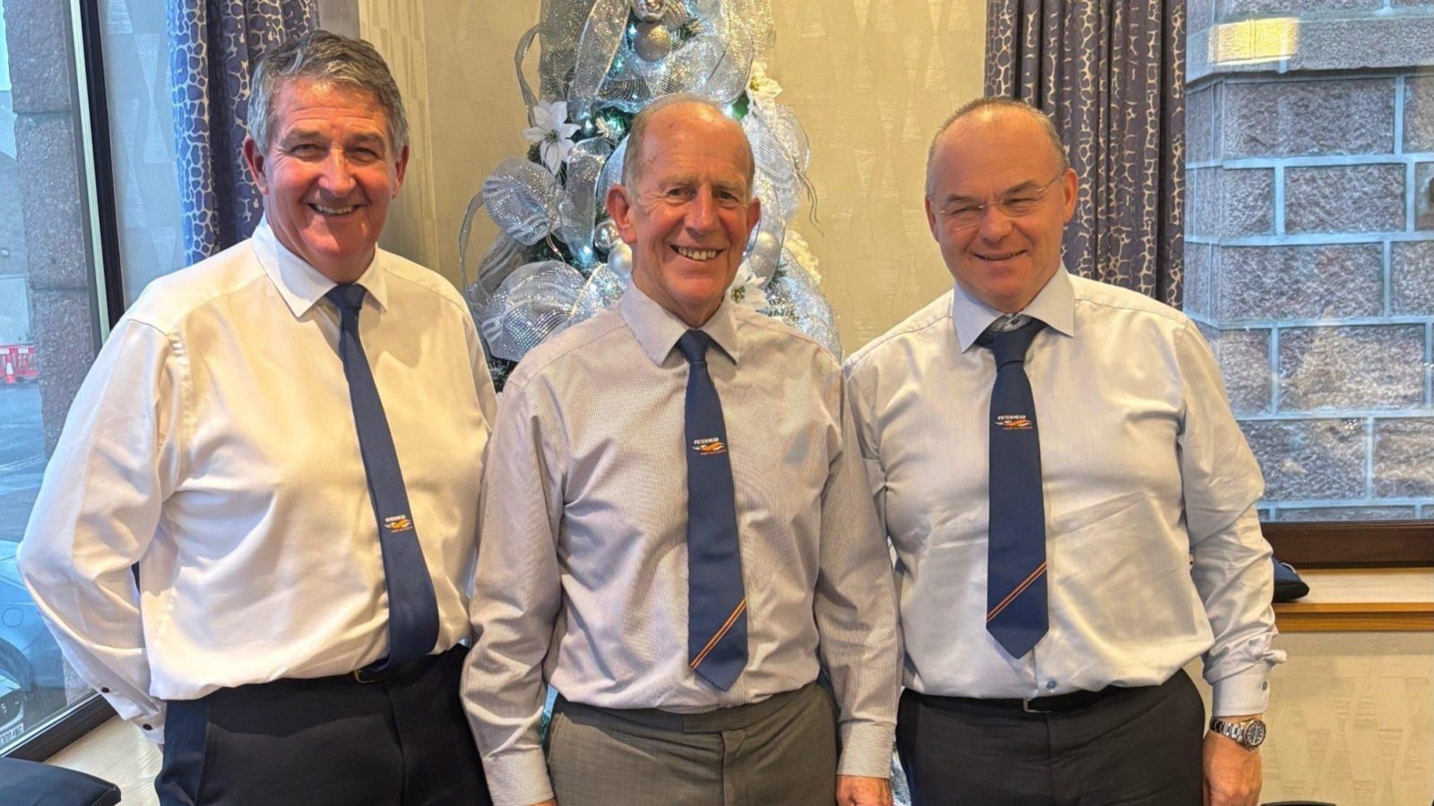 John Wallace with incoming Convenor James Buchan (left) and his predecessor Gavin Thain.