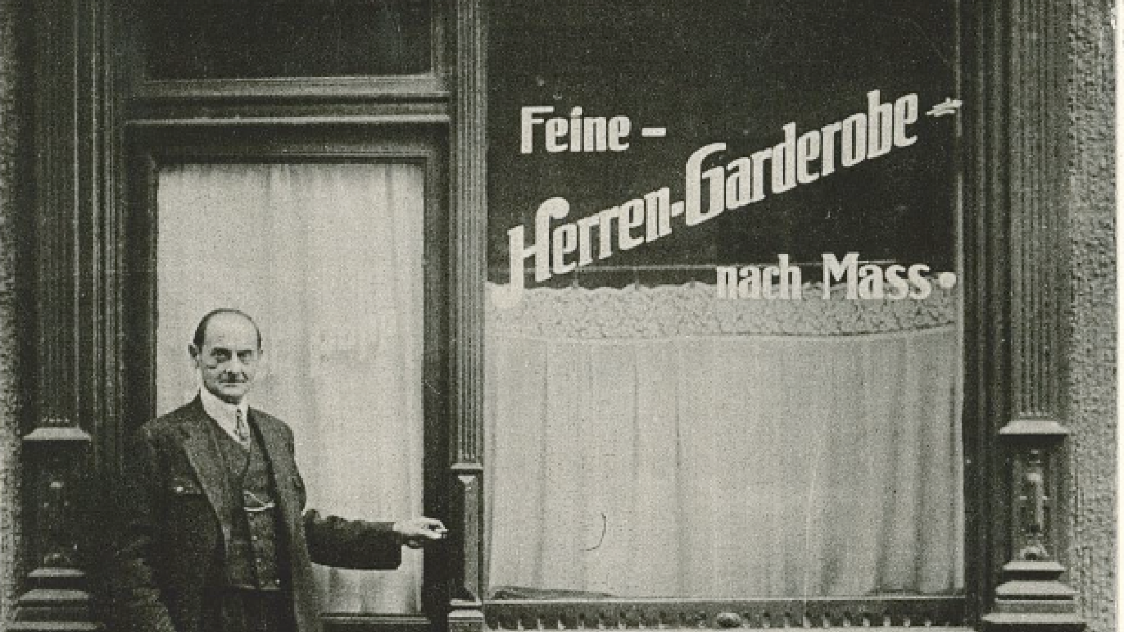 Josef Popp outside his shop late 1920s