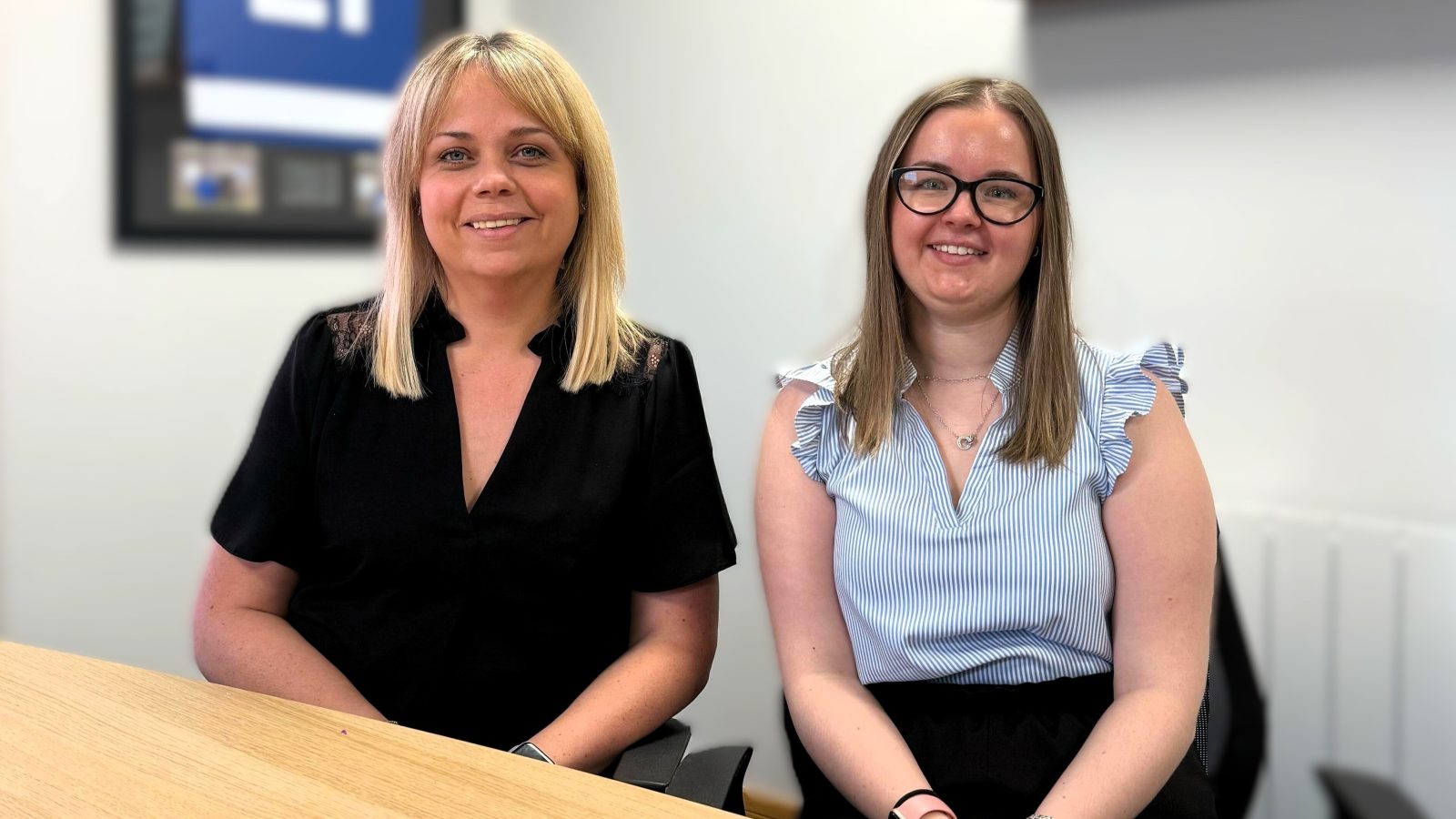 Recently promoted Head of Finance, Jayne Simpson and Business Operations Supervisor, Lauren Moroney