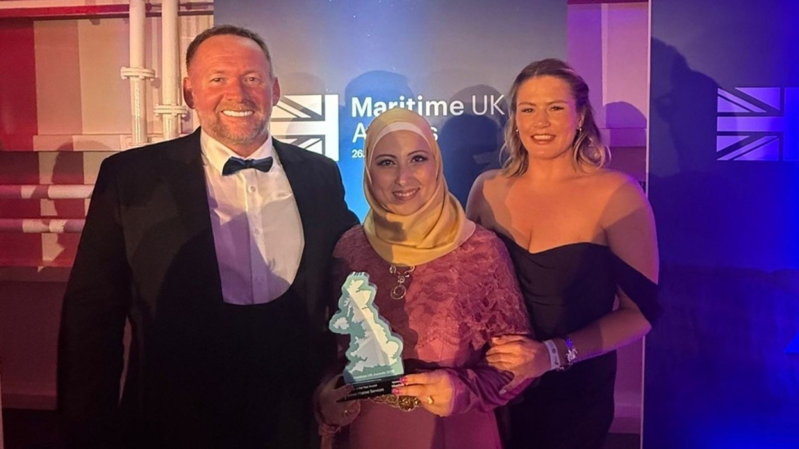 (L-R) Steven Aitken, Dania Alkari and Chelsie Miles