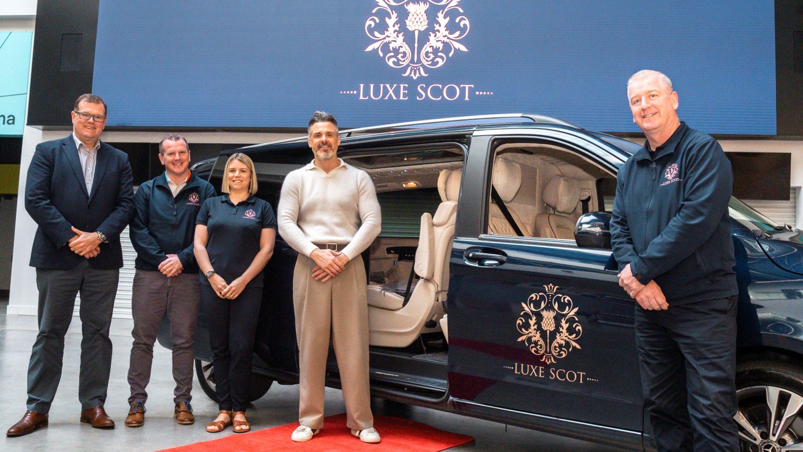 Rob Wicks (Managing Director - P&J Live), Alan and Gemma Findlater (Managing Director and Executive Director - Luxe Scot), Steve Daun (Head of Sales - P&J Live / Legends Global) and David McDonald (Operations Director - Luxe Scot).