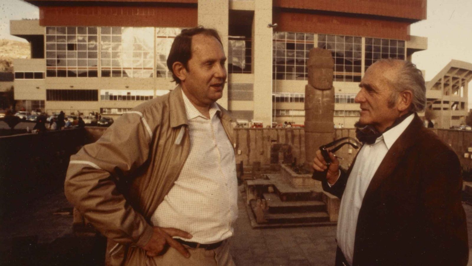 Gerd Heidemann, left, with Klaus Barbie