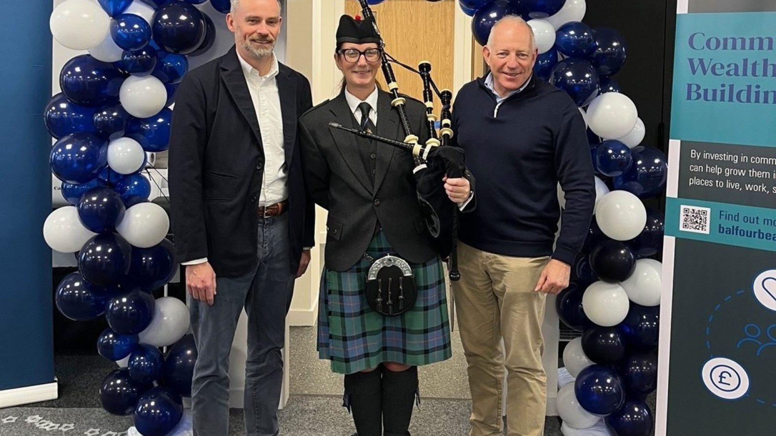 Nick Rowan (left) with piper and Sandy Mactaggart