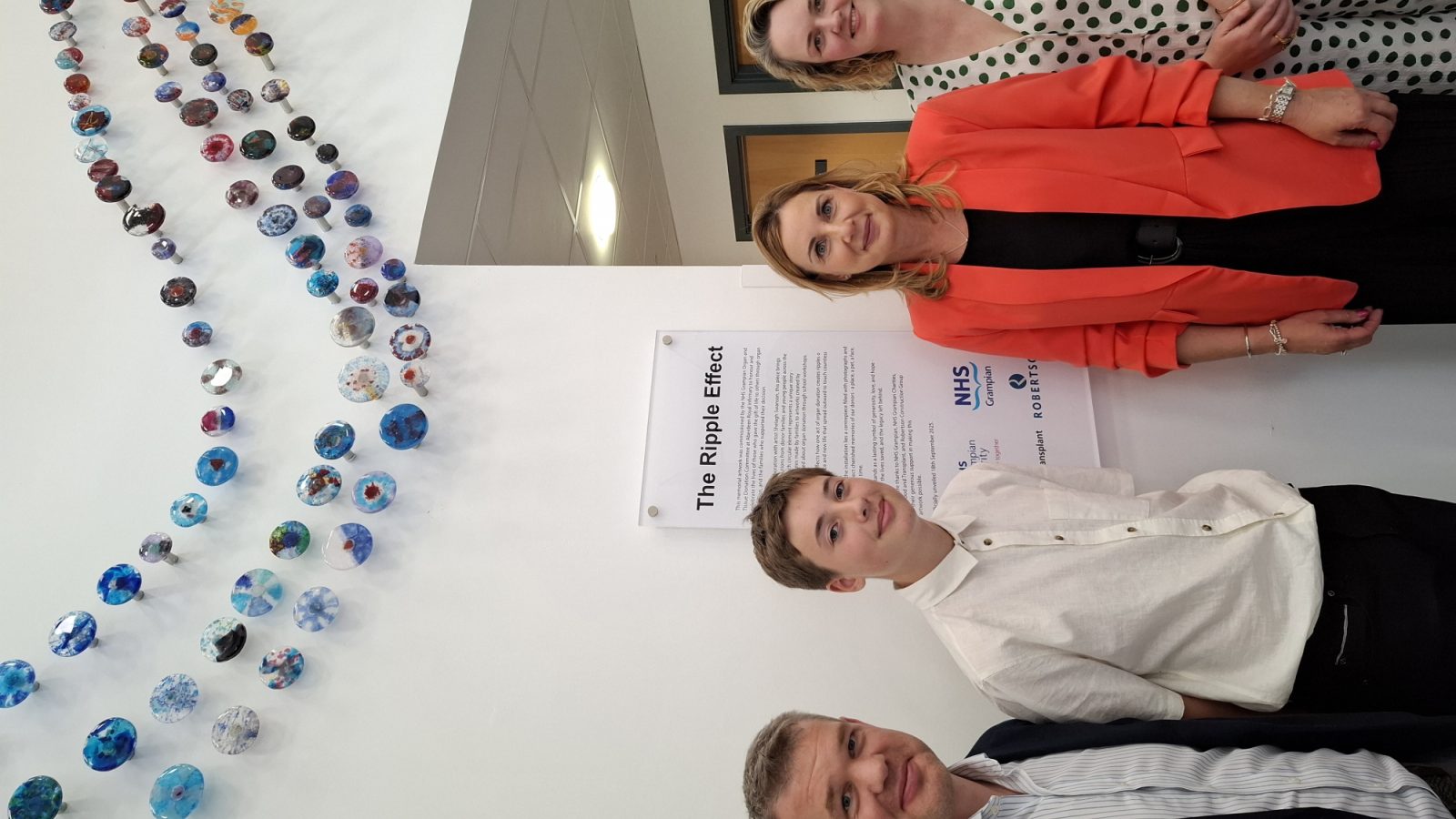 Dr Paul Gamble (NHS Grampian clinical lead for organ donation), Jack Hutchinson, Arlene Hutchinson, Shelagh Swanson (artist)