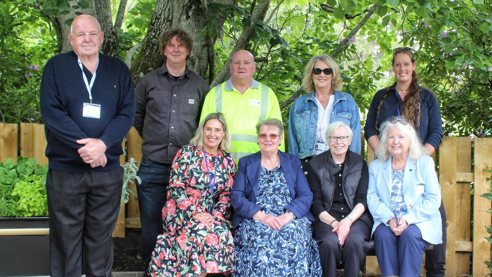 Left to right, Standing: Keith Anderson (AVA/Just Transition Participatory Budget Fund), Neil Shirran (Landscape Services), Robert Sinclair (Landscape Services), Cllr Dianne Beagrie (Chair of Buchan Area Committee), Naomi Smith (Countryside Ranger Service); Seated: Amanda Roe (Buchan Area Manager), Sheila Dargie (Chair of Friends of Aden), Linda Bolger (Friends of Aden), and Cllr Anne Simpson.