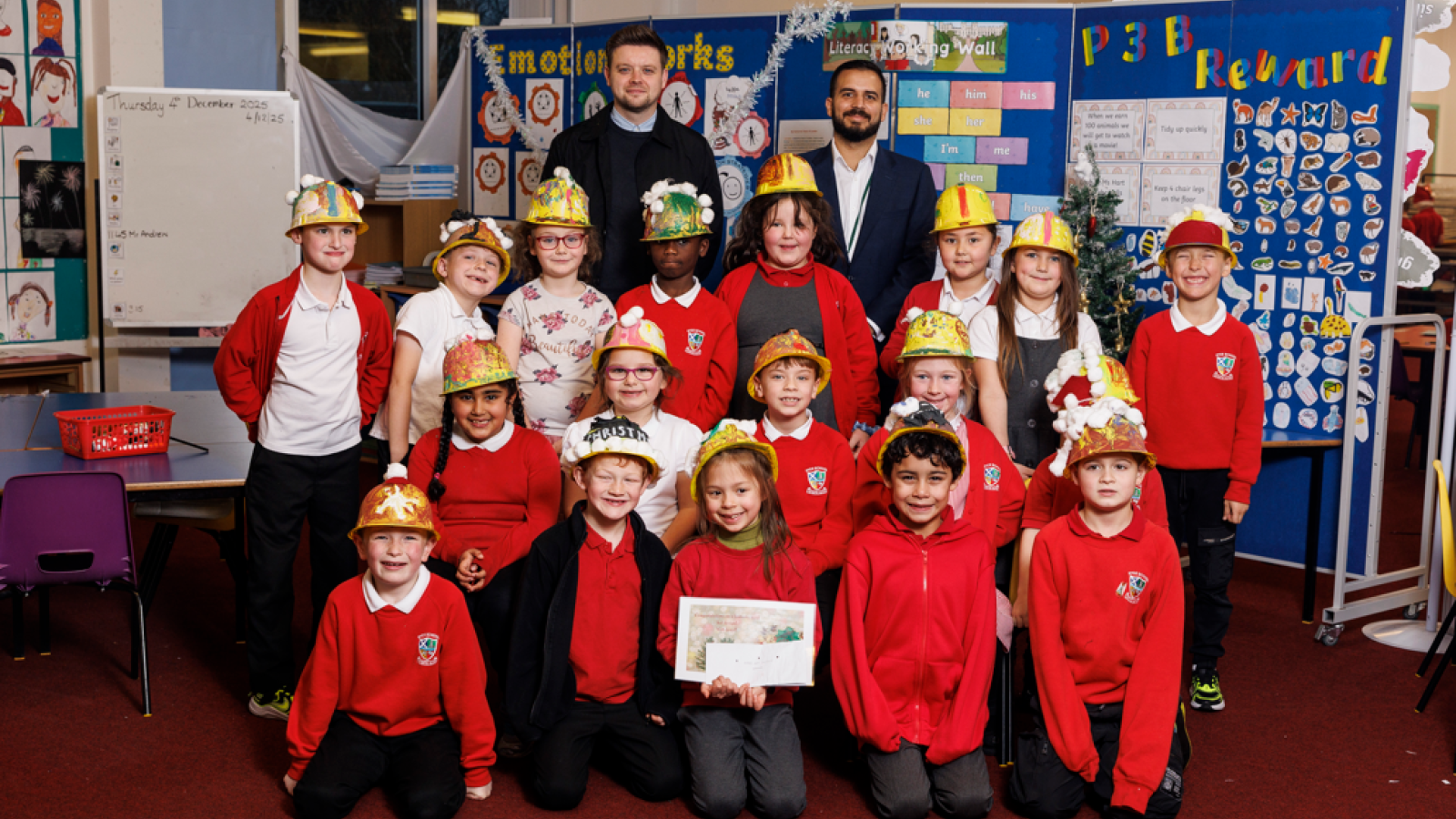 P3 with their decorated hard hats