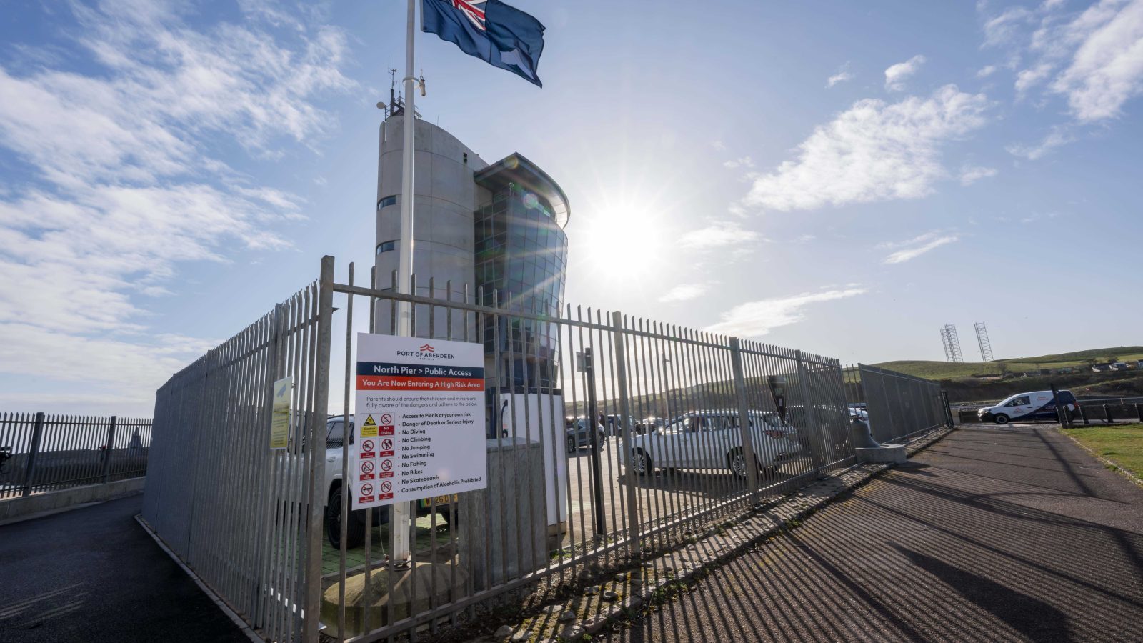 The entrance to North Pier is through the gate adjacent to Port of Aberdeen's Marine Operations Centre and next to the SSE substation.