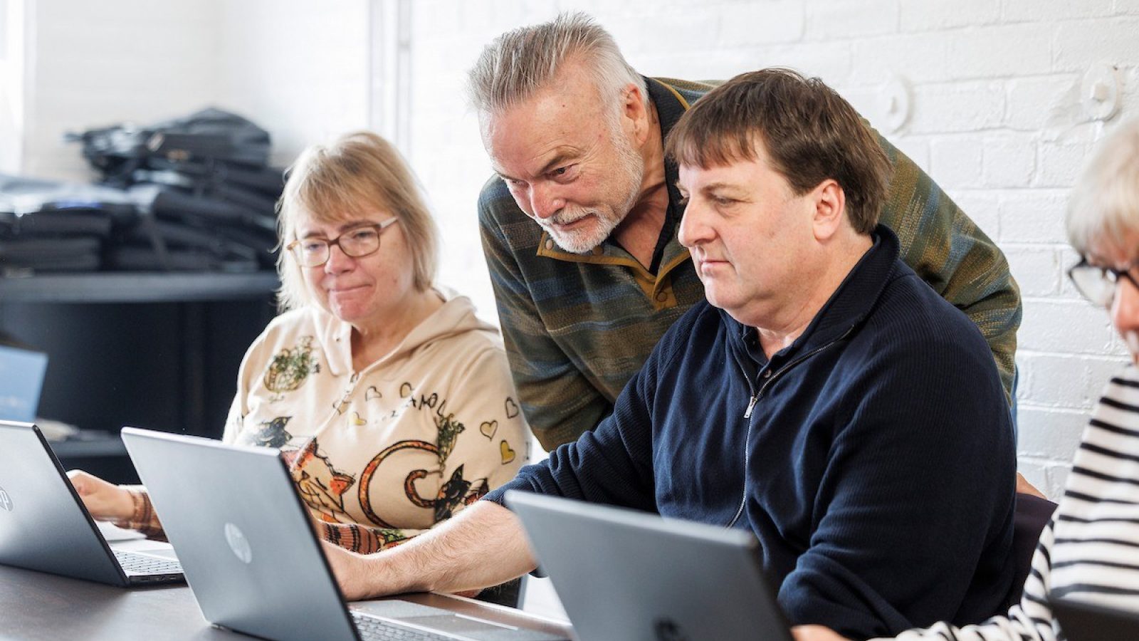 Computer class with instructor Bob.