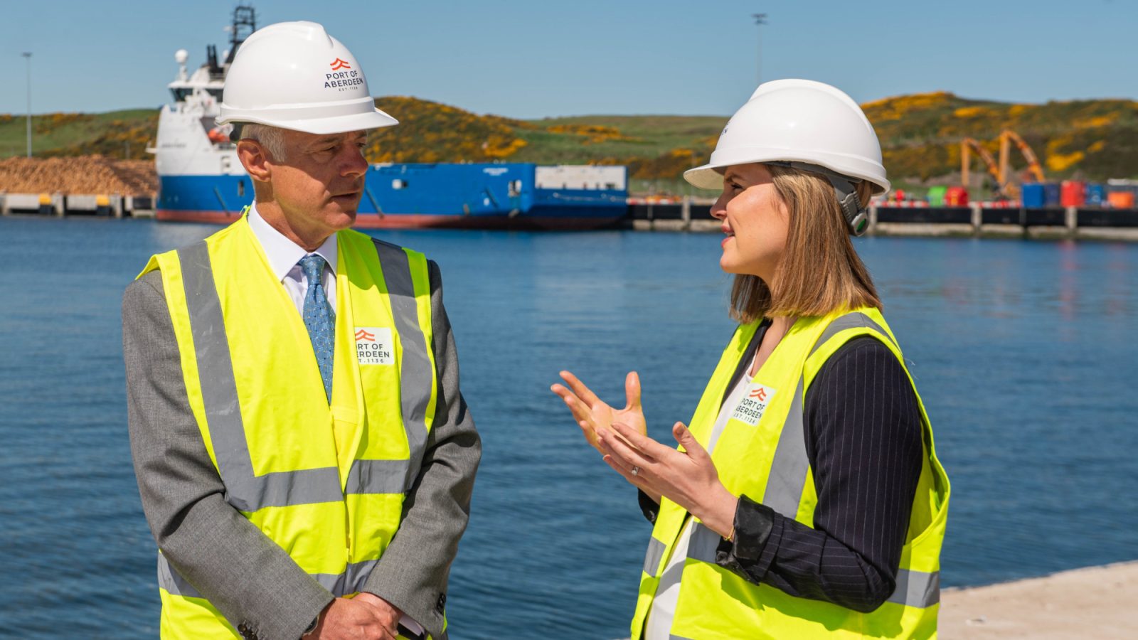 Port of Aberdeen CEO, Bob Sanguinetti, and Energy Secretary, Mairi McAllan MSP at Port of Aberdeen
