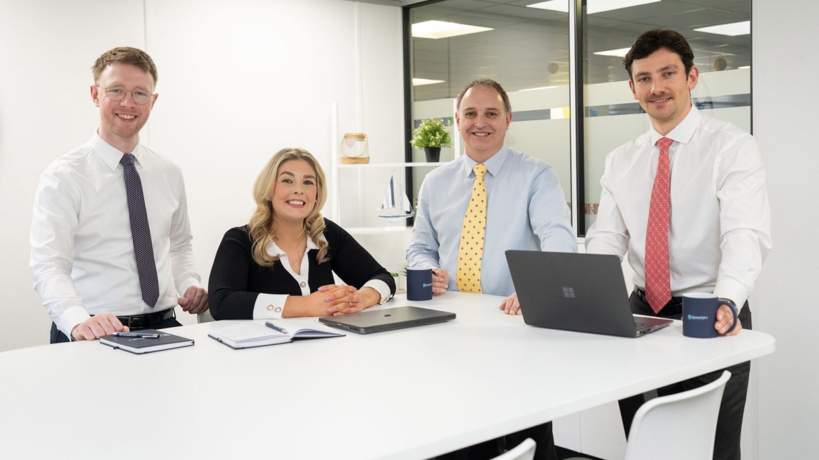 From left, Sean Gibson (Corporate Finance Manager), Melanie Clark (Partner), Tom Faichnie (Partner), Callum Laidlaw (Associate)
