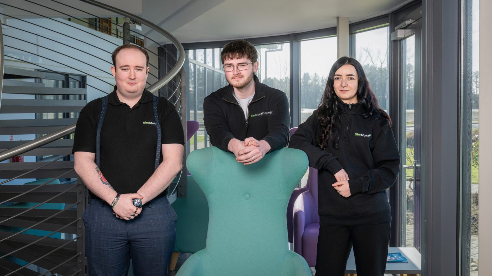 Connor Davidson, Jack Begg, Veronika Ridge part of the growing technical team at Aberdeen-based IT provider Simblox