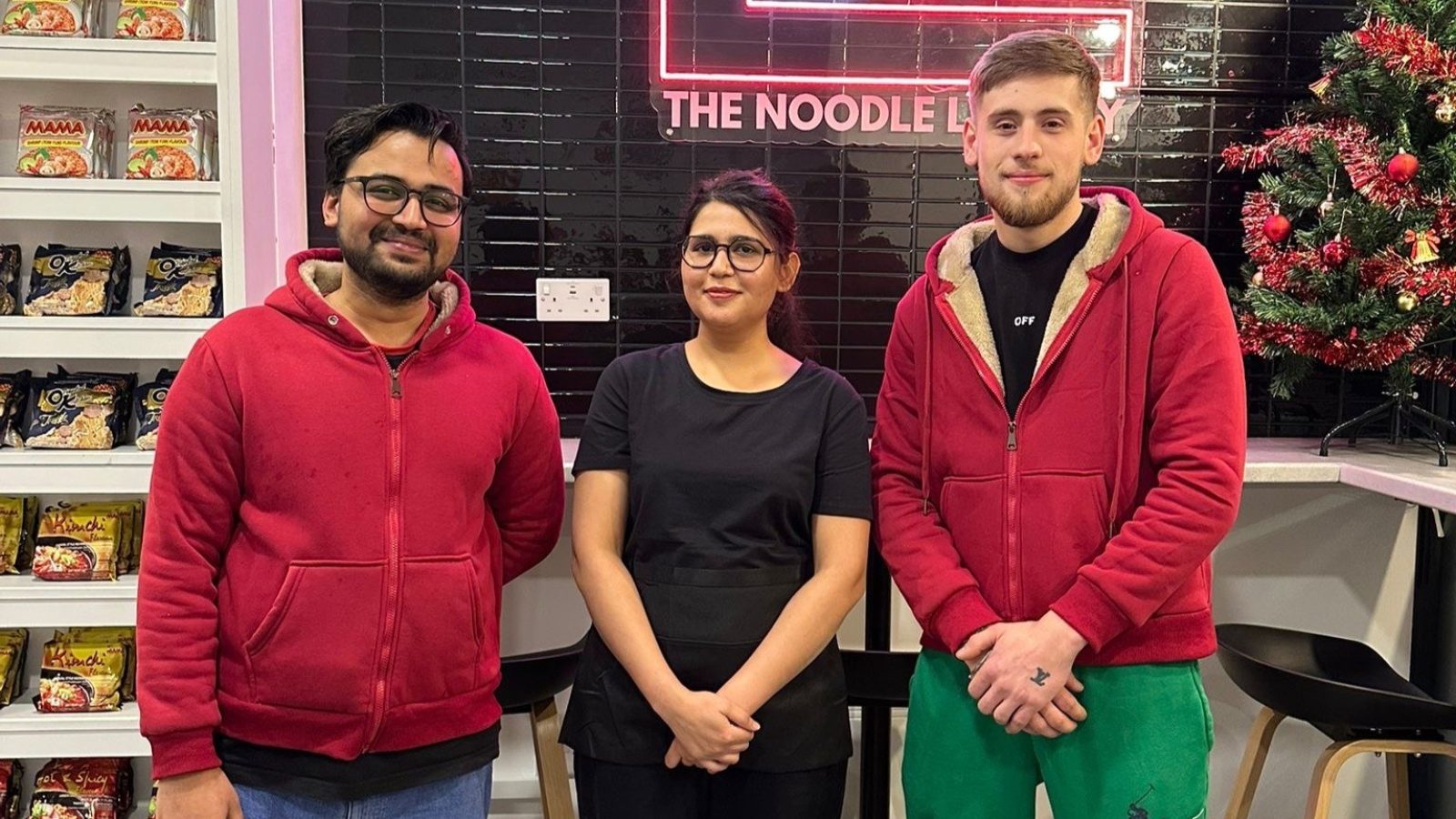 Founder Maaz Vohra (left) with The Noodle Library team