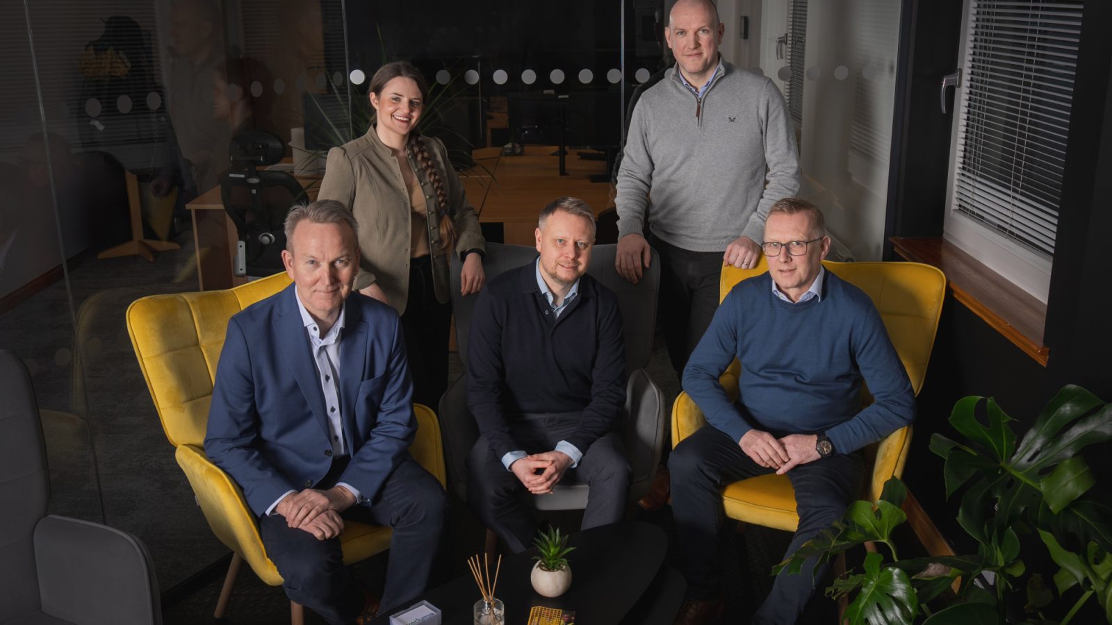 David Clark (CEO), Graceann Robertson (Sales & Marketing Manager), Richard Knox (Founder-CTO), Robert Heron (Operations & Engineering Director), Alan Shanks (Chief Financial Officer).