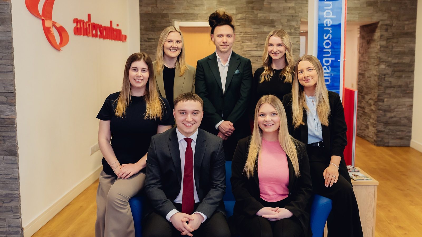 Back row left to right, Kirsty Salmon, Mark Millar, Nicole Christie. Front Row right to left; Katie Thomson, Kirsty Foreman, Alex Ross, Ailsa Kennedy