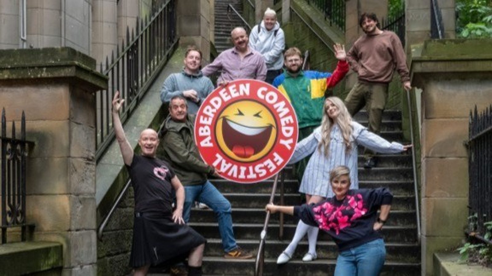 Craig Hill, Mark Thomas, Andrew Ryan, Shane Daniel Byrne, Kim Blythe, Killian Sunderman, Ted Hill, Sophia Wren and Laura Lexx will bring their shows to Aberdeen Comedy Festival. Photo credit Robin Mair.