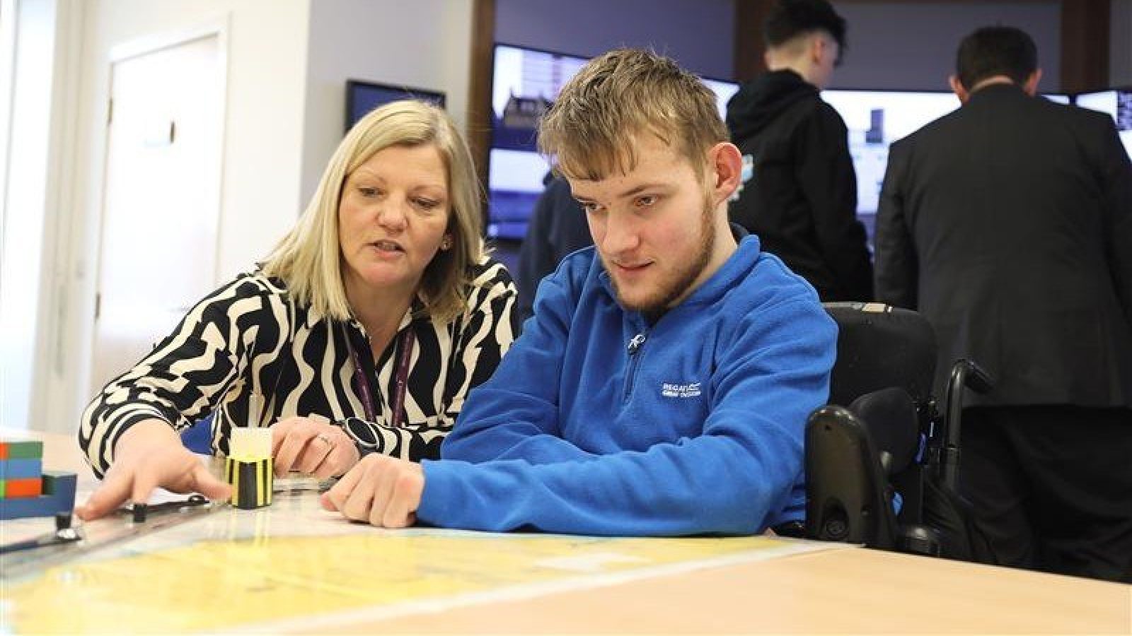 Lecturer Marleen Mowatt with a student at NESCol centre of excellence, the Scottish Maritime Academy (SMA).