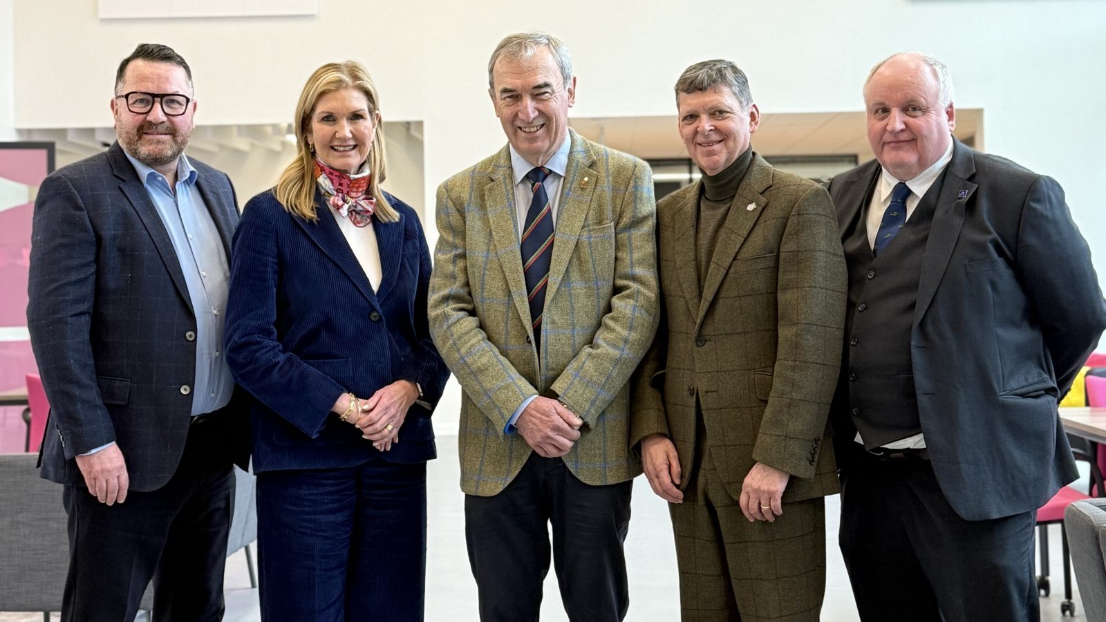 Alan Thorpe, ONE; Jennifer Craw MBE, ONE; Pat Machray OBE, President of the RHASS Presidential Initiative 2026/26; Stanley Morrice MBE; Councillor Alan Turner, Aberdeenshire Council.