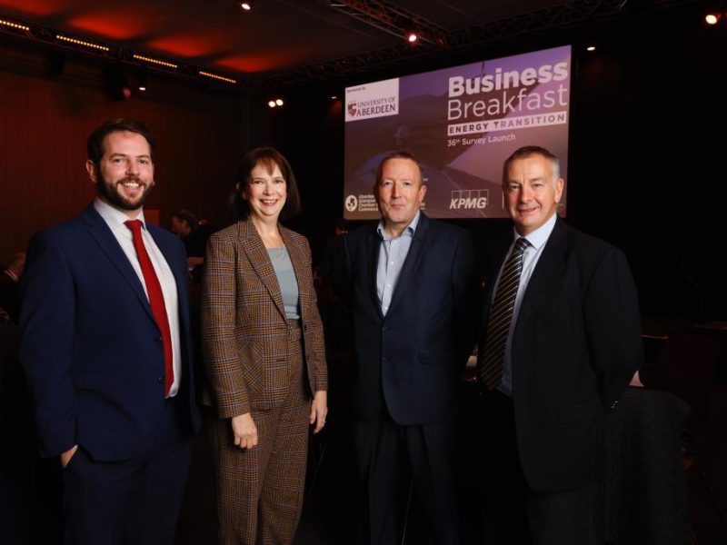 Fergus Mutch of AGCC, Maggie McGinlay of ETZ Ltd, David Rodger of AREG and John Underhill of University of Aberdeen