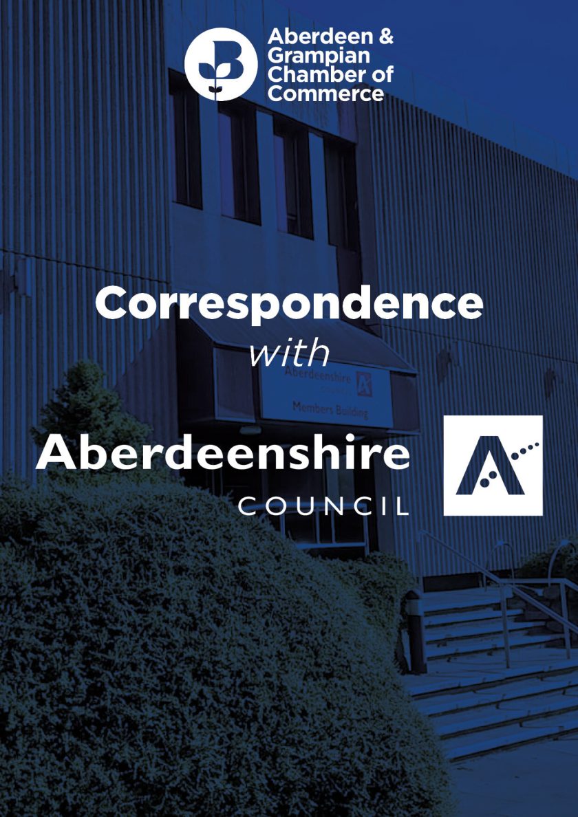 Letter to Chief Executive of Aberdeenshire Council, Jim Savege on the refusal of the Hurlie substation planning application