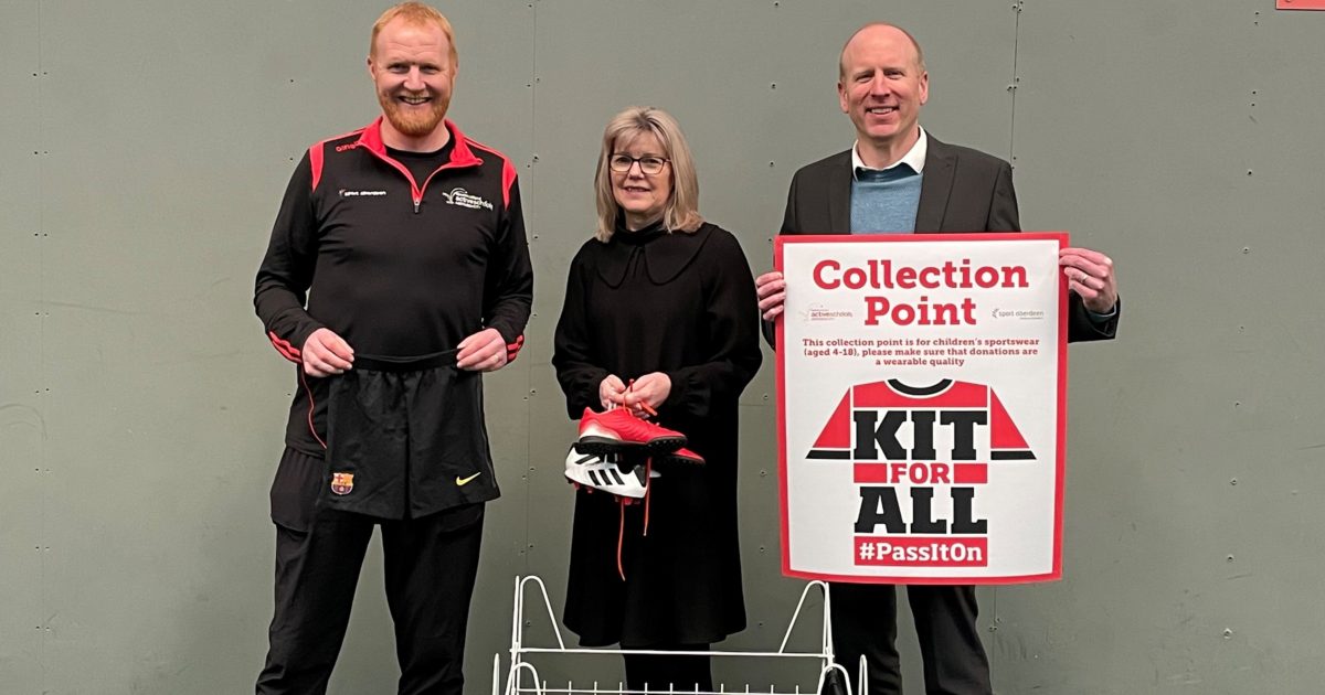 OpenGraph Image for Sport Aberdeen’s Active Schools team to help children access recycled and pre-loved sports kits through Kit for All