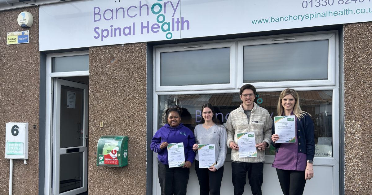 OpenGraph Image for Emergency First Aid at Work training for Spinal Health Banchory