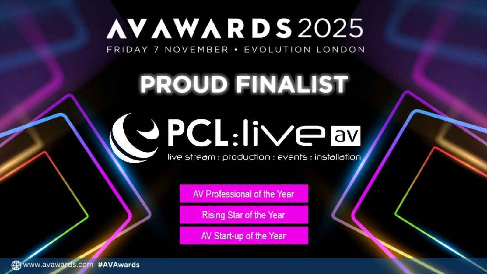 Triple shortlist for PCL Live at AV Awards 2025