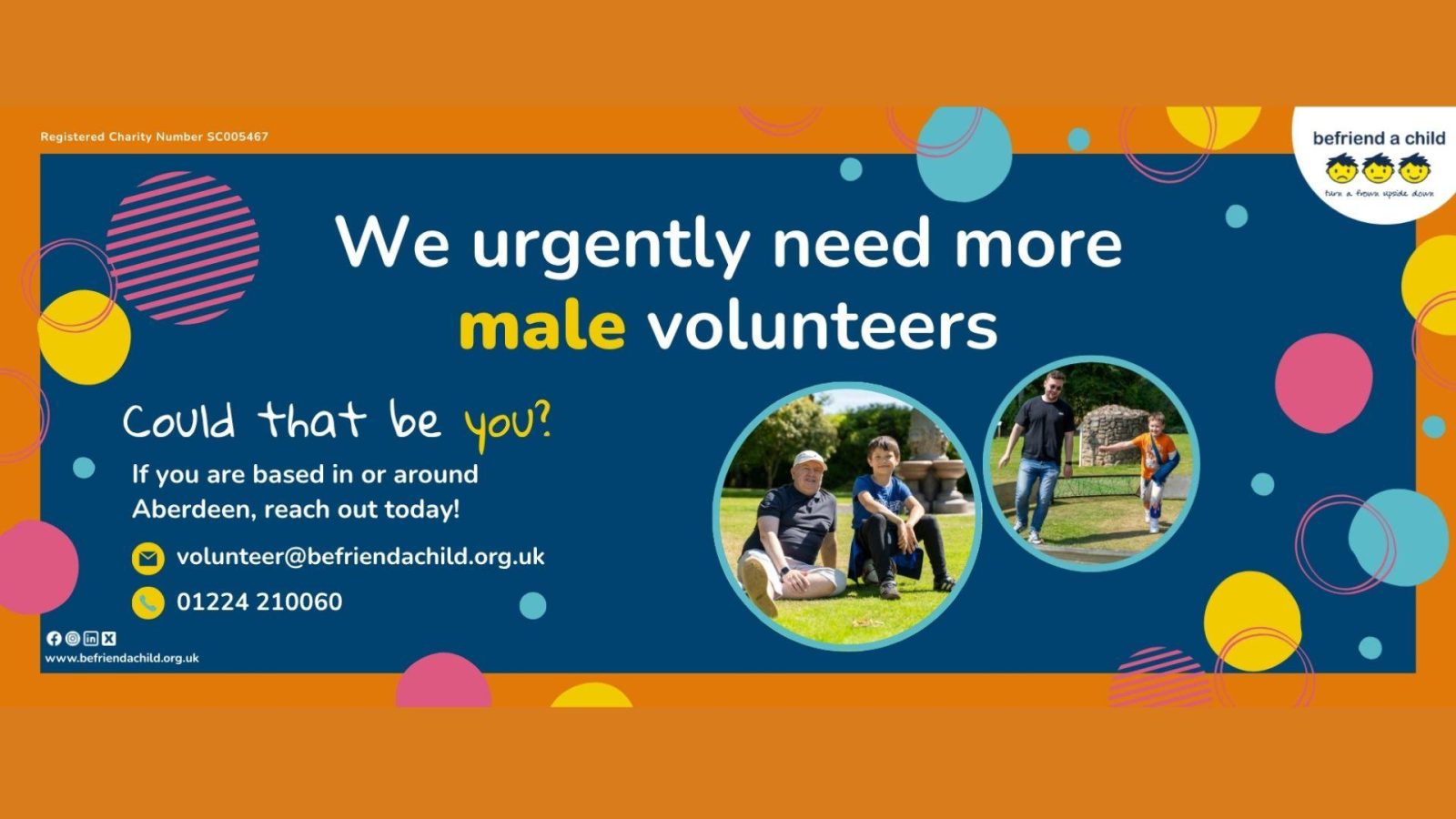 Urgent call for male volunteers to support vulnerable boys across Aberdeen and Aberdeenshire